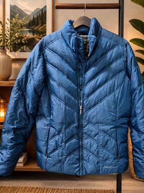 Eddie Bauer Blue Quilted Packable Puffer Jacket